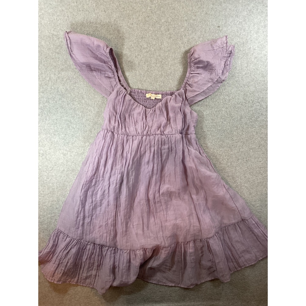 Rewind Lavender Purple Flutter Sleeve Ruffle Mini Dress NKD5703TCV Medium 1250